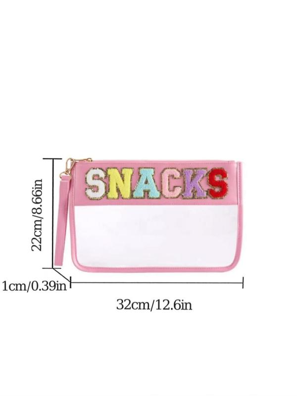 Lgbt Cute Letter Pattern Patched Design Clear Clutch,  Makeup Bags,  Fashionable Zipper Clutch for Women & Girls, Casual Trendy Versatile Commuting Bag, Girl Shopping Bag, Purses for Women