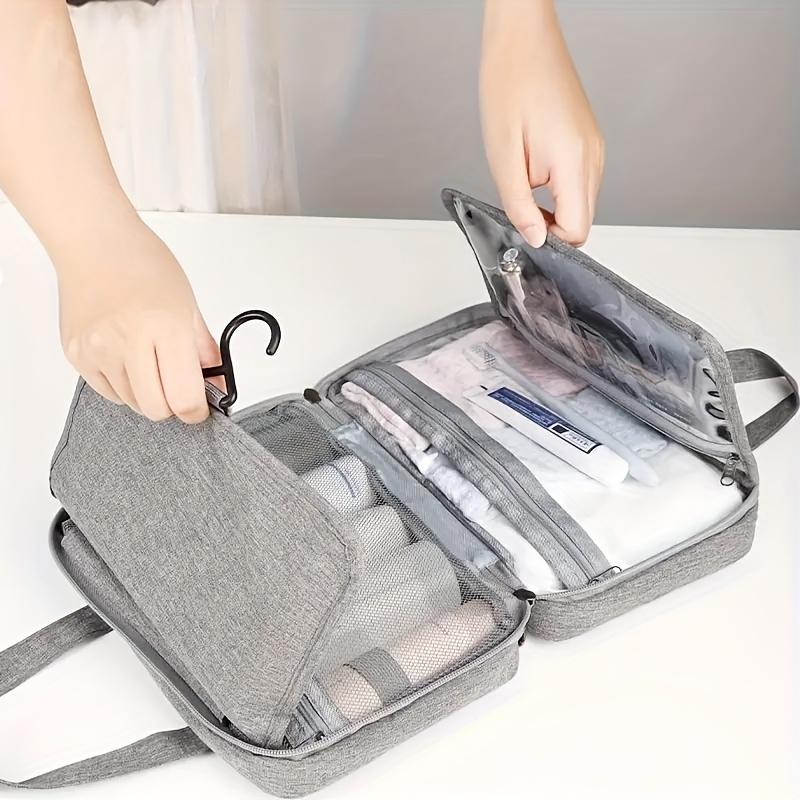 Spacious Travel Toiletry Bag - Large Capacity Folding Cosmetic Organizer with Dry and Wet Separation, Multi-Functional Storage for Makeup and Toiletries, Featuring Hanging Hook and Easy-Carry Design for Effortless Travel