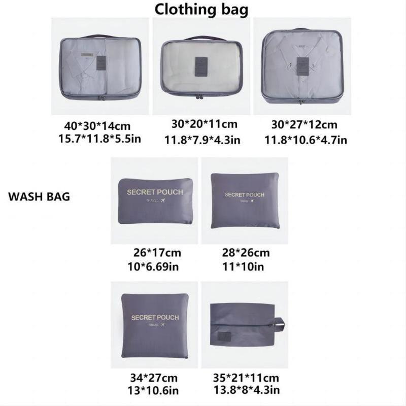 Minimalist Multi-pocket Travel Skincare Packing Bags, 7 Counts set Packing Cubes for Suitcases, Home Supplies, Trendy Travel Makeup Storage Bags for Luggage, Durable Foldable Suitcase Organizer Bags, Summer Supplies