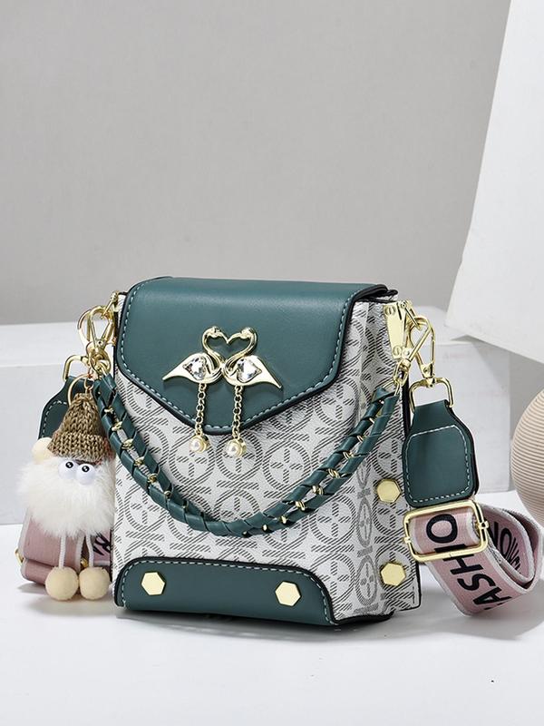 Women's Fashionable Faux Pearl Decorated Crossbody Bag, Rhinestone Decorated Chain Strap Decor Shoulder Bag, Casual Trendy Versatile High-quality Daily Commuting Bag