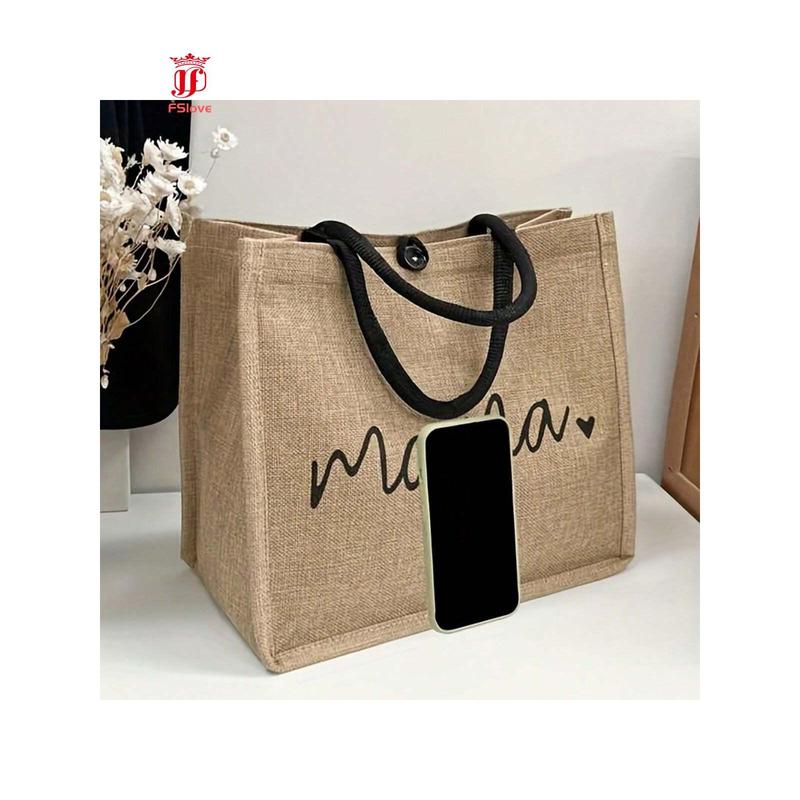 Mama Letters Print Tote Bag,Trendy Mothers Day Gift Handbag,Reusable Shopping Bag With Coin Purse,Large Capacity Bag For Women,School Bag,Large Capacity,Portable,Classic Casual,For Teen Girls Women College Students,White-Collar Workers,Perfect For Work,Ba