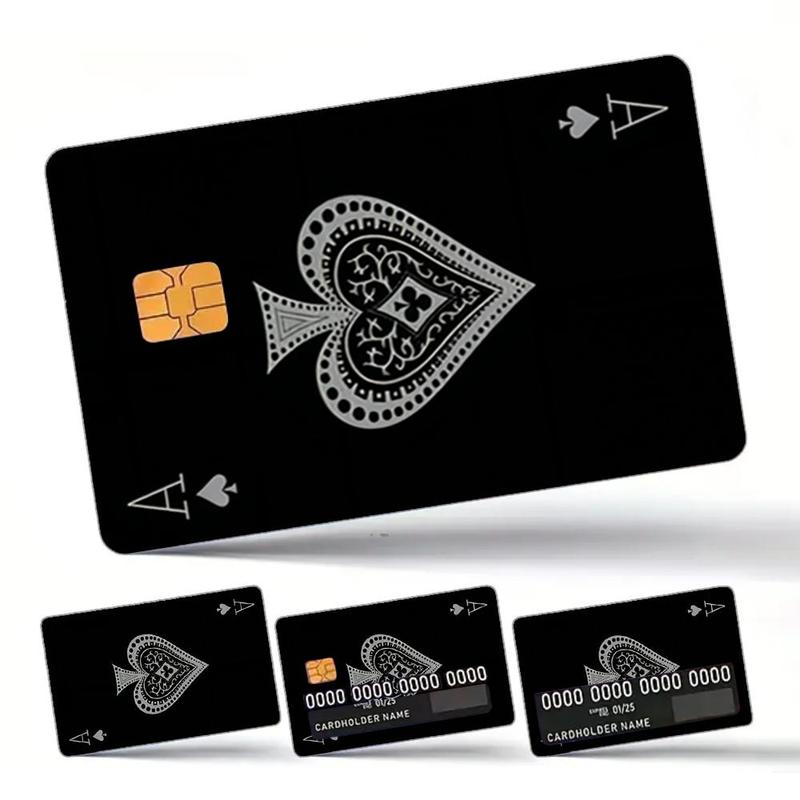 Poker Card Pattern Credit Card Skin, 4 Counts set Removable PVC Card Sticker, Card Protector for Credit Card, Key Card, Savings Card