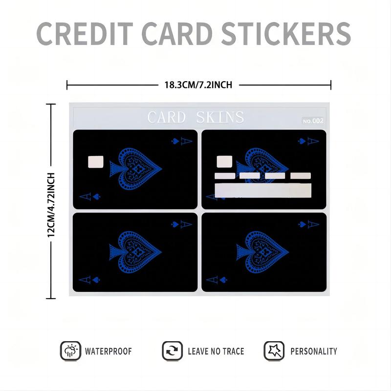 Poker Card Pattern Credit Card Skin, 4 Counts set Removable PVC Card Sticker, Card Protector for Credit Card, Key Card, Savings Card