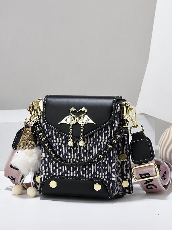 Women's Fashionable Faux Pearl Decorated Crossbody Bag, Rhinestone Decorated Chain Strap Decor Shoulder Bag, Casual Trendy Versatile High-quality Daily Commuting Bag