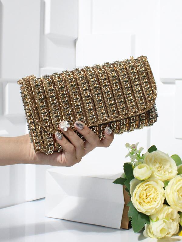 Women's Elegant Rhinestone Decorated Evening Bag, 2024 New Style Exquisite Trendy Clutch Bag, Luxury Fashionable Bag for Party Decoration, Luxury Designer bag for Women