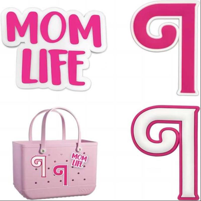 Mom Life & Initial Letter Design Ornament Set, 3 Counts set Creative Pendant Decoration for Bogg Bag, DIY Decorative Accessories for Beach Bag