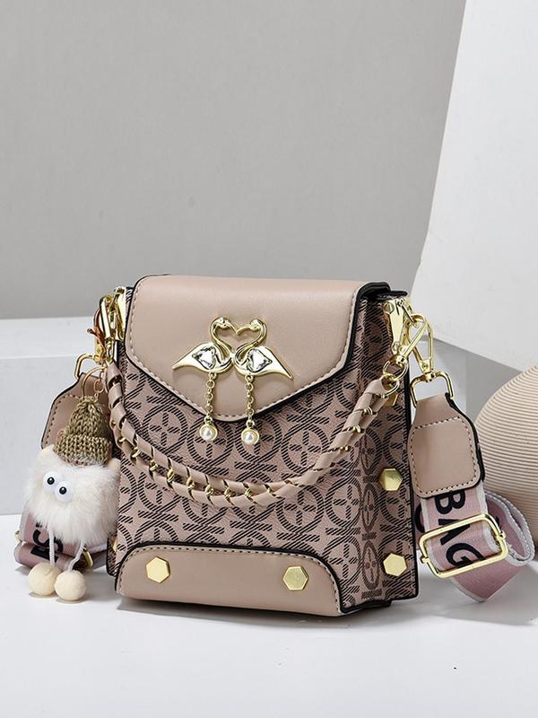 Women's Fashionable Faux Pearl Decorated Crossbody Bag, Rhinestone Decorated Chain Strap Decor Shoulder Bag, Casual Trendy Versatile High-quality Daily Commuting Bag