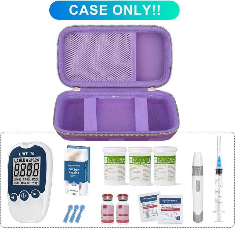 Diabetic Supplies Travel Case, Storage Carrying Bag for  Testing Kit,  Glucose Monitor Meters, Test Strips, Medication, Lancets, ,  & Diabetic Suppliess, Purple Cube