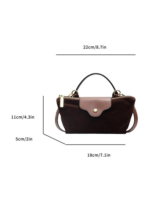 Women's Solid Color Flannelette Crossbody Bag, Fashionable Casual Versatile Shoulder Bag for Daily Used, Trendy All-match Commuter Bag