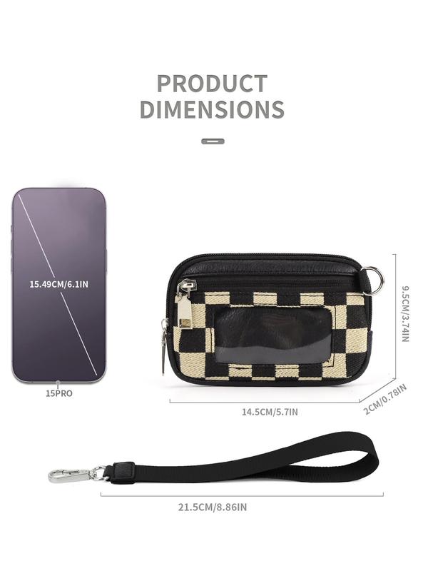 Fashionable Plaid Pattern Zipper Wristlet, 2024 New Style Casual Versatile Clutch Bag for Women, Trendy All-match & Exquisite Bag for Daily Travel Work Commute