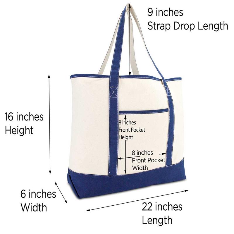 Dalix Personalized Tote Bag For Women Monogram Initial Open Top Navy Blue A-Z