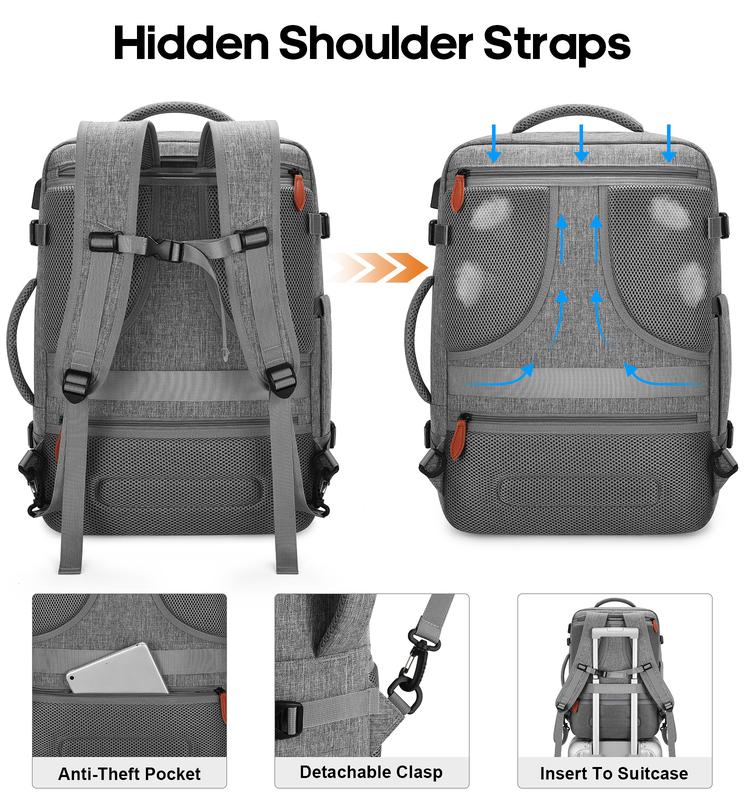 42L Travel Backpack, Flight Approved Expandable for Laptop, Suitcase with Packing Cubes and Shoe Pocket, Christmas Gifts