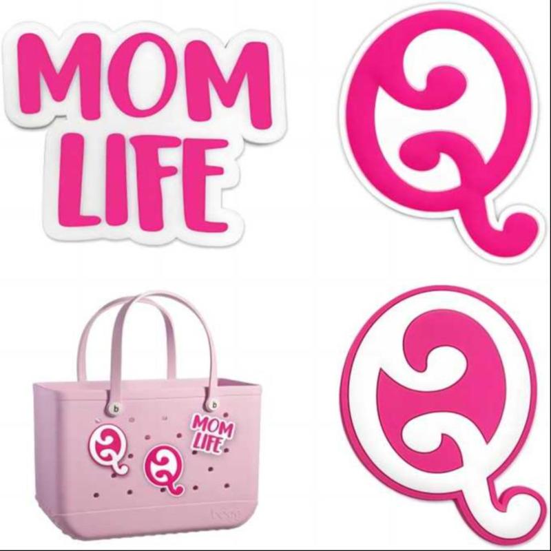 Mom Life & Initial Letter Design Ornament Set, 3 Counts set Creative Pendant Decoration for Bogg Bag, DIY Decorative Accessories for Beach Bag