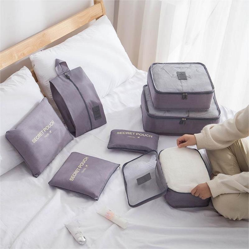 Minimalist Multi-pocket Travel Skincare Packing Bags, 7 Counts set Packing Cubes for Suitcases, Home Supplies, Trendy Travel Makeup Storage Bags for Luggage, Durable Foldable Suitcase Organizer Bags, Summer Supplies