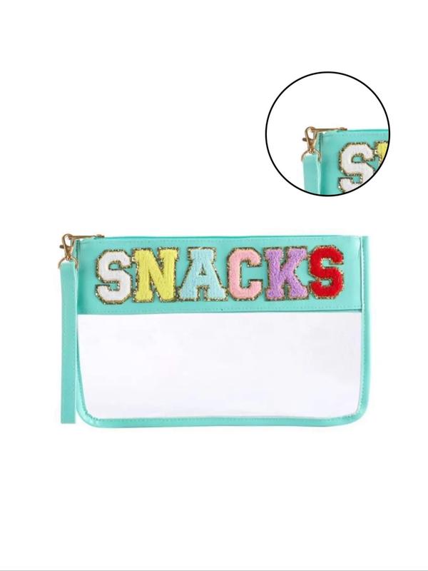 Lgbt Cute Letter Pattern Patched Design Clear Clutch,  Makeup Bags,  Fashionable Zipper Clutch for Women & Girls, Casual Trendy Versatile Commuting Bag, Girl Shopping Bag, Purses for Women