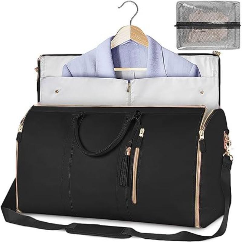 Womens Deluxe Foldable Travel Garment Bag ,Ultra-Portable, Durable, Large Capacity Storage Tote with Hanging Compartment for Effortless Suit & Dress Organization