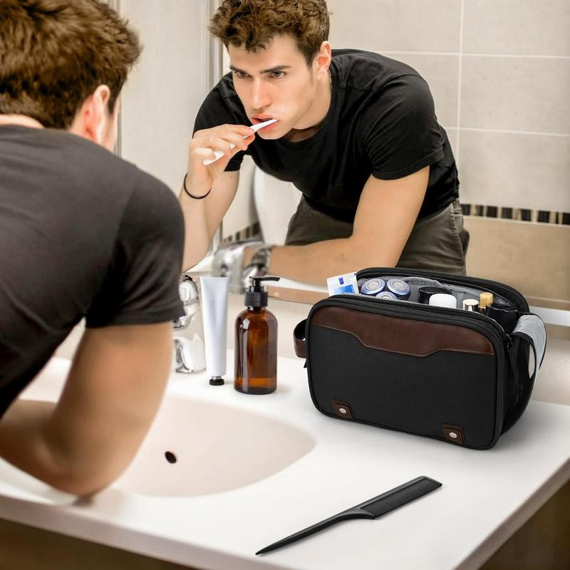 Toiletry Bag for Men,  Hanging Travel Toiletry Bag, Extra Organizer Bag Waterproof Travel Bag for Toiletries with PU Handle for Travel Business Trips Swim Camping