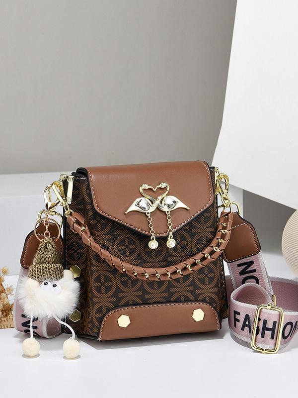 Women's Fashionable Faux Pearl Decorated Crossbody Bag, Rhinestone Decorated Chain Strap Decor Shoulder Bag, Casual Trendy Versatile High-quality Daily Commuting Bag