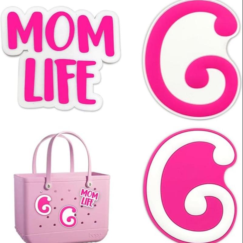 Mom Life & Initial Letter Design Ornament Set, 3 Counts set Creative Pendant Decoration for Bogg Bag, DIY Decorative Accessories for Beach Bag