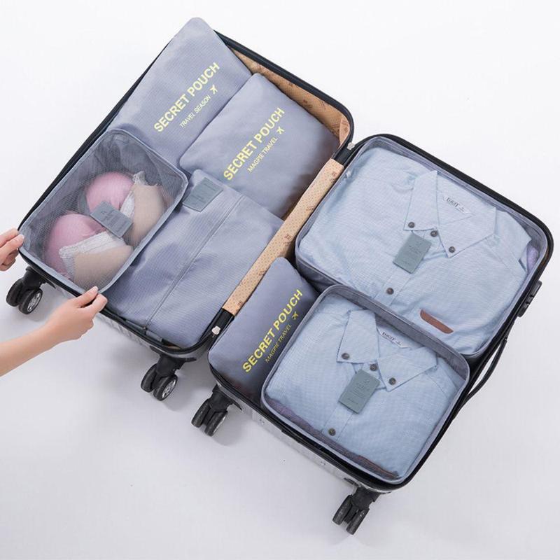 Minimalist Multi-pocket Travel Skincare Packing Bags, 7 Counts set Packing Cubes for Suitcases, Home Supplies, Trendy Travel Makeup Storage Bags for Luggage, Durable Foldable Suitcase Organizer Bags, Summer Supplies