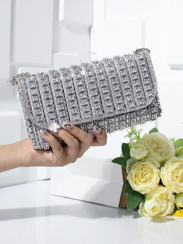 Women's Elegant Rhinestone Decorated Evening Bag, 2024 New Style Exquisite Trendy Clutch Bag, Luxury Fashionable Bag for Party Decoration, Luxury Designer bag for Women