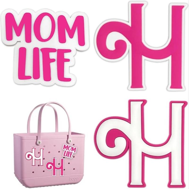 Mom Life & Initial Letter Design Ornament Set, 3 Counts set Creative Pendant Decoration for Bogg Bag, DIY Decorative Accessories for Beach Bag