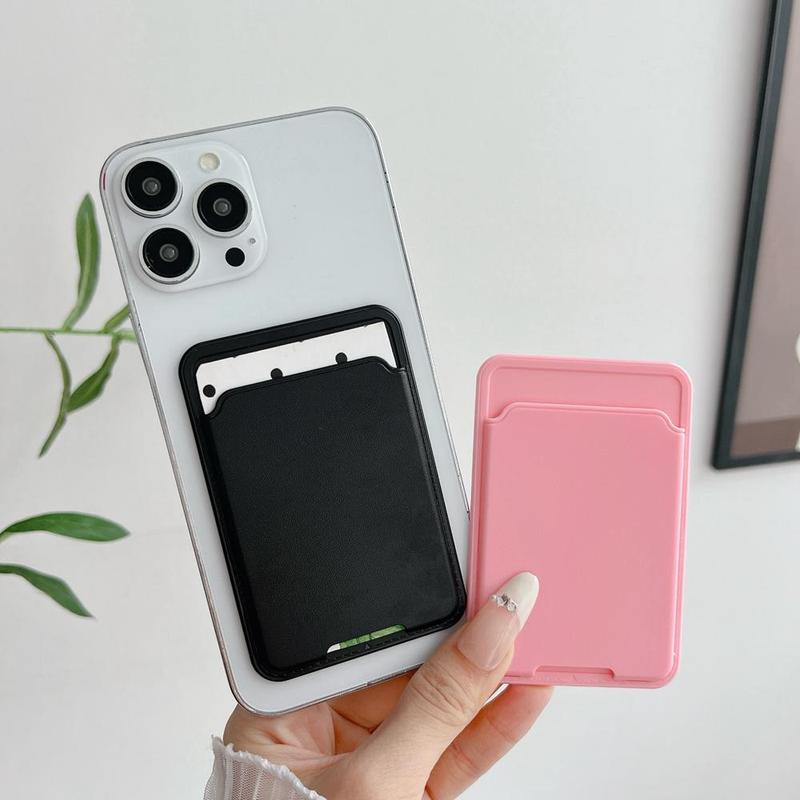 Solid Color Self Adhesive Card Holder, PC Hard Phone Back Card Holder, Mobile Phone Accessories for Women & Men, Phone Accessories for Daily Use