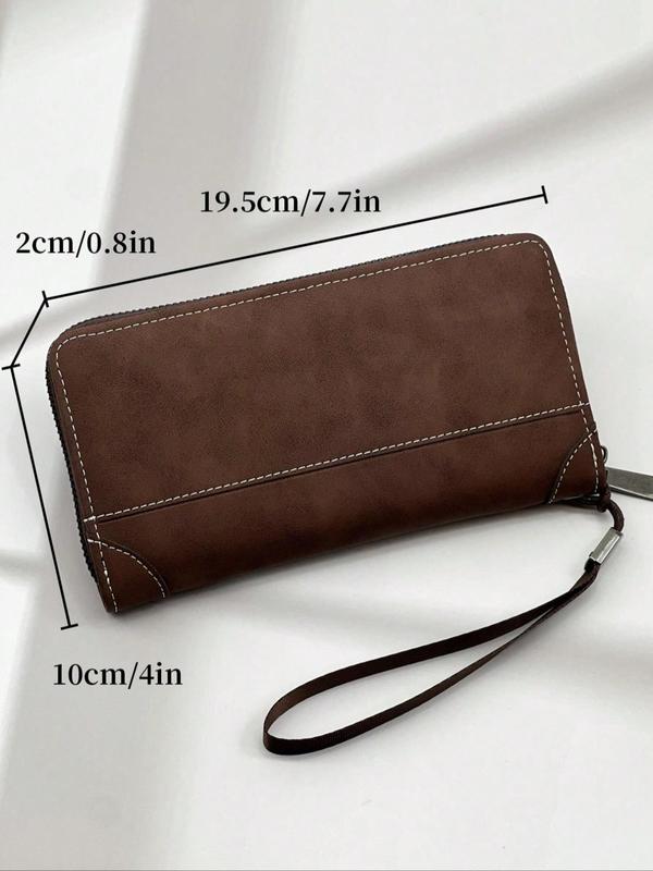 Minimalist Solid Color Quilted Design Zipper Wristlet, Fashionable Large Capacity Multi Card Slot Clutch, Casual Trendy Versatile Wristlet Bag for Women