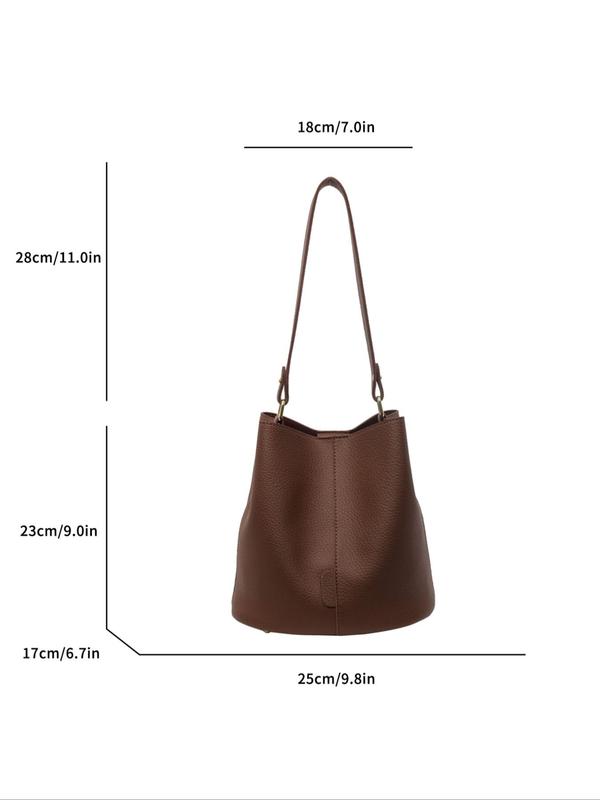 Women's Solid Shoulder Bag,  Fashionable Large Capacity Bucket Bag for Daily Used, Casual Trendy Versatile Commuting Bag for Daily Used