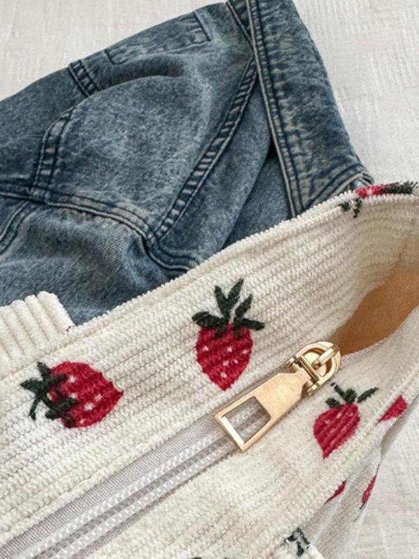 Strawberry Print Tote Bag, Large Capacity Tote Bag for Women & Girls, Fashion Women's Bag for Daily Use