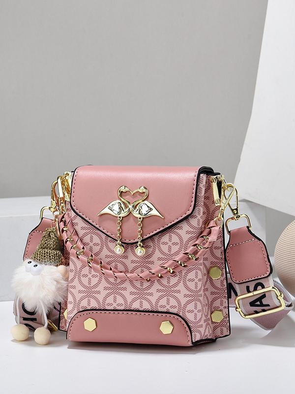 Women's Fashionable Faux Pearl Decorated Crossbody Bag, Rhinestone Decorated Chain Strap Decor Shoulder Bag, Casual Trendy Versatile High-quality Daily Commuting Bag