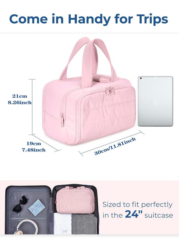 Solid Color Makeup Bag, Lightweight Large Capacity Handbag, Portable Travel Bag for Women & Girls, Suitable for Travel and Daily Use