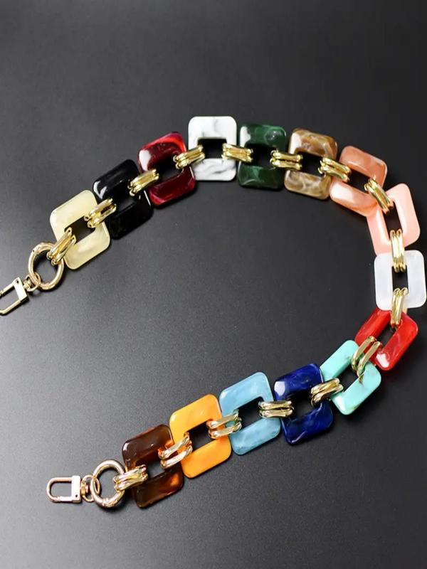 Colorful Geometric Design Bag Strap, Boho Style Chain Design Bag Strap, Acrylic Multi-shape Bag Accessories for Bag DIY Decor for Women & Girls, Fall Outfits, Fall Freshness