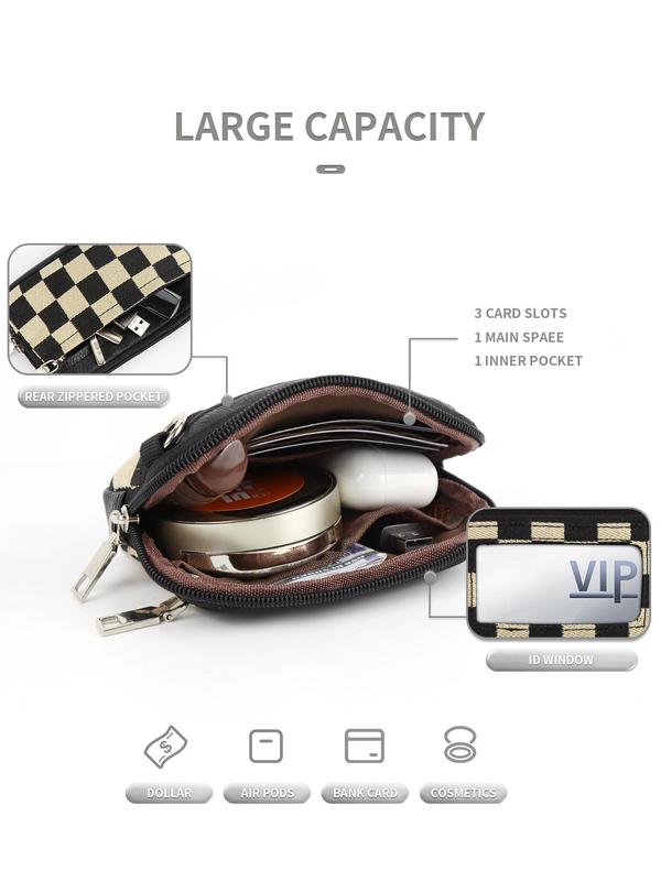 Fashionable Plaid Pattern Zipper Wristlet, 2024 New Style Casual Versatile Clutch Bag for Women, Trendy All-match & Exquisite Bag for Daily Travel Work Commute