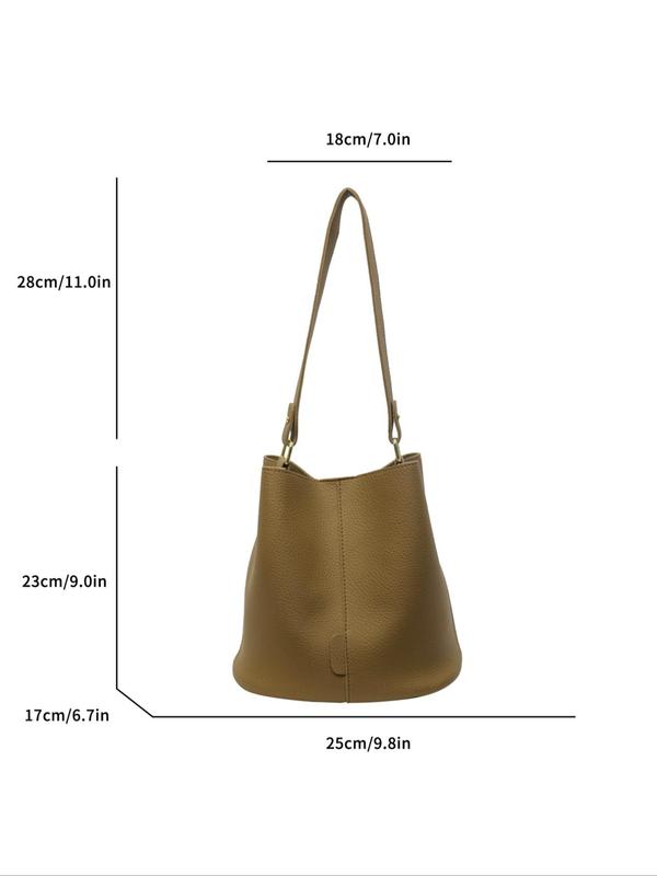 Women's Solid Shoulder Bag,  Fashionable Large Capacity Bucket Bag for Daily Used, Casual Trendy Versatile Commuting Bag for Daily Used