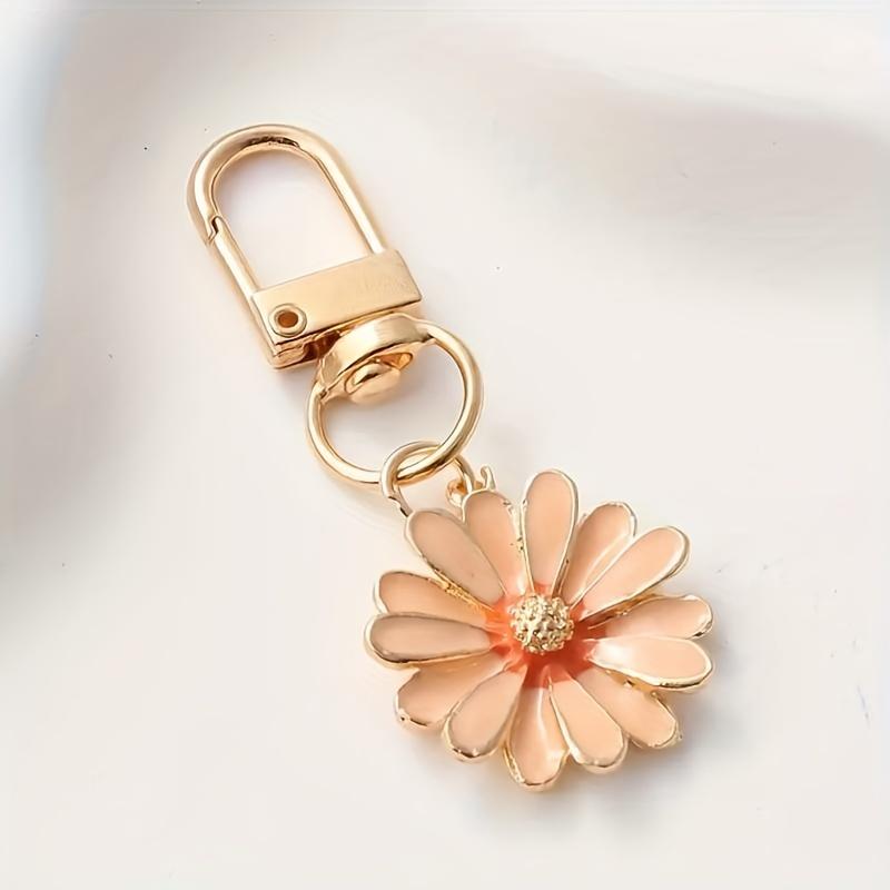 1pc Cute Flower Daisy Keychain Elegant Alloy Keyring Trendy Hanging Pendant Bag Charms For Women daily use