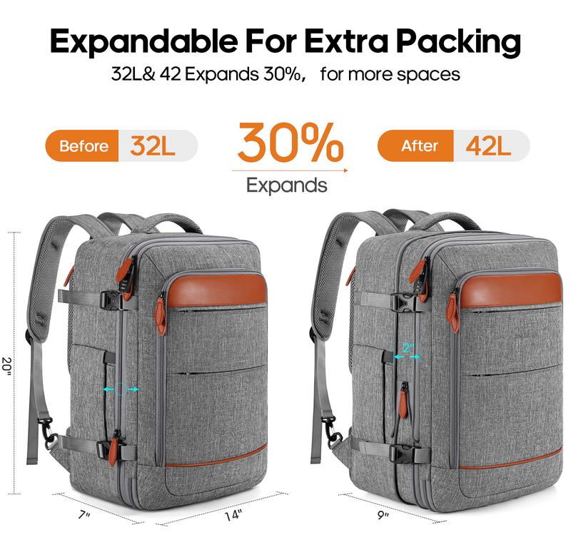 42L Travel Backpack, Flight Approved Expandable for Laptop, Suitcase with Packing Cubes and Shoe Pocket, Christmas Gifts