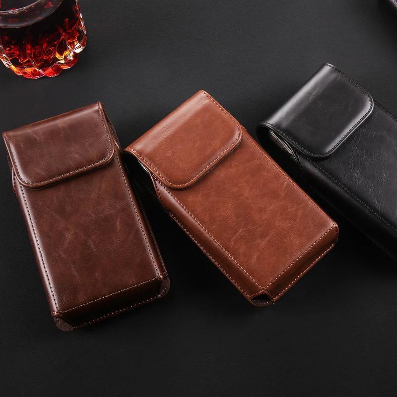 Luxury Cow Leather Belt Clip Phone Case Men Travel Waist Bag For iPhone 15 14 13 12 11 Pro Max X XS 7 8 Plus Holster Pouch Cover