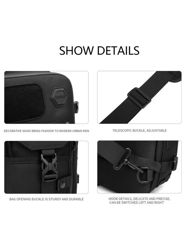 Men's Outdoor Multifunctional Large Capacity Tactical Shoulder Bag,  Fanny Pack, Sports Cycling Chest Bag with Fixed Photography Bracket, Casual Bum Bag for Men