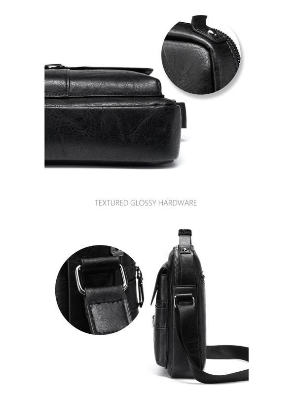 Men's Business Letter Detail Zipper Crossbody Bag, Vintage PU Leather Shoulder Bag, Casual Trendy Versatile High-quality Daily Commuting Bag