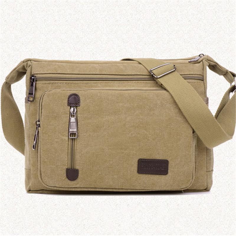 Men Crossbody Canvas Messenger Shoulder Bag Hiking Travel Satchel Shoulder Bag with Multiple Pockets Adjustable Strap