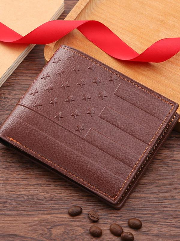 Men's Simple Plain Star Decor Short Wallet, Casual Business Style Bifold Wallet, Trendy Minimalist Wallet for Daily Use