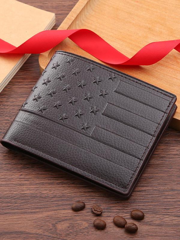 Men's Simple Plain Star Decor Short Wallet, Casual Business Style Bifold Wallet, Trendy Minimalist Wallet for Daily Use