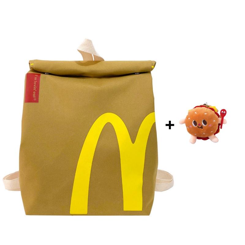 McDonald's backpack Funny Backpack Classic Large Capacity Paper Bag Cute Shoulder Bag schoolbag Casual Canvas Backpack Notebook Bag for Men and Women