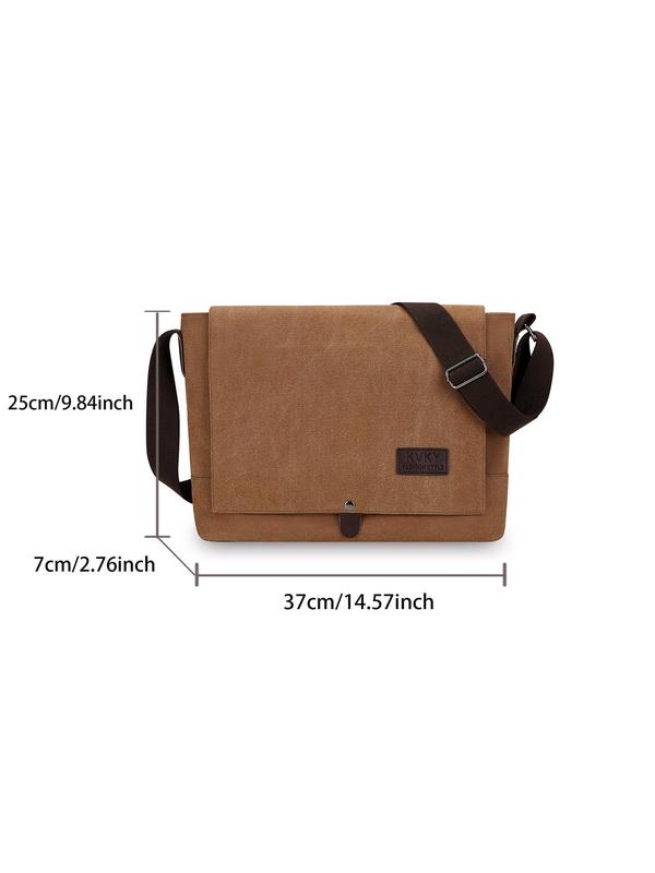 Men's Casual Letter Patched Decor Messenger Bag, Lightweight Flap Shoulder Bag, Vintage Crossbody Bag for Daily Commute