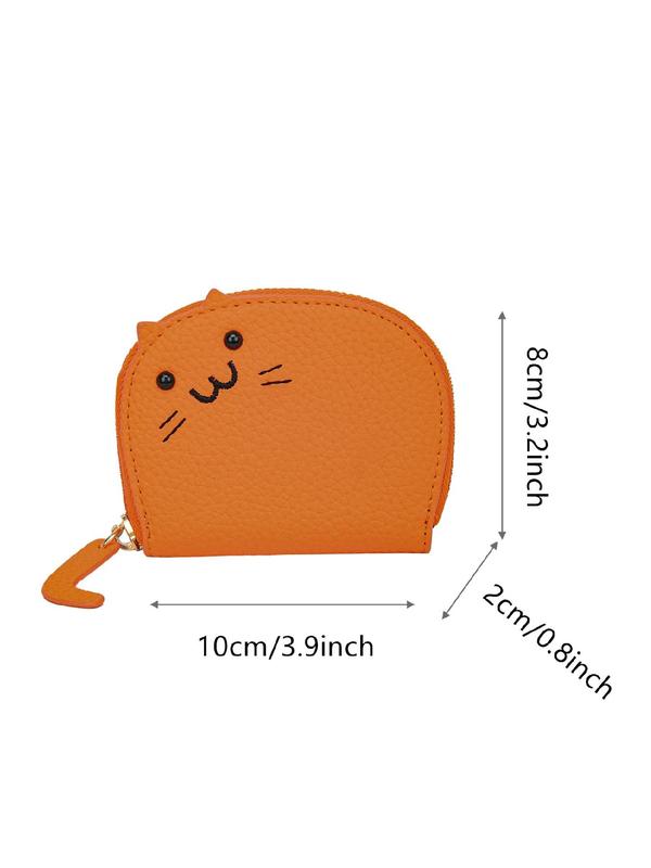 Women's Cute Cat Design Zipper Wallet, 2024 New Style Casual Trendy Versatile Wallet for Gift, Fashionable Money Saving Wallet for Daily Use