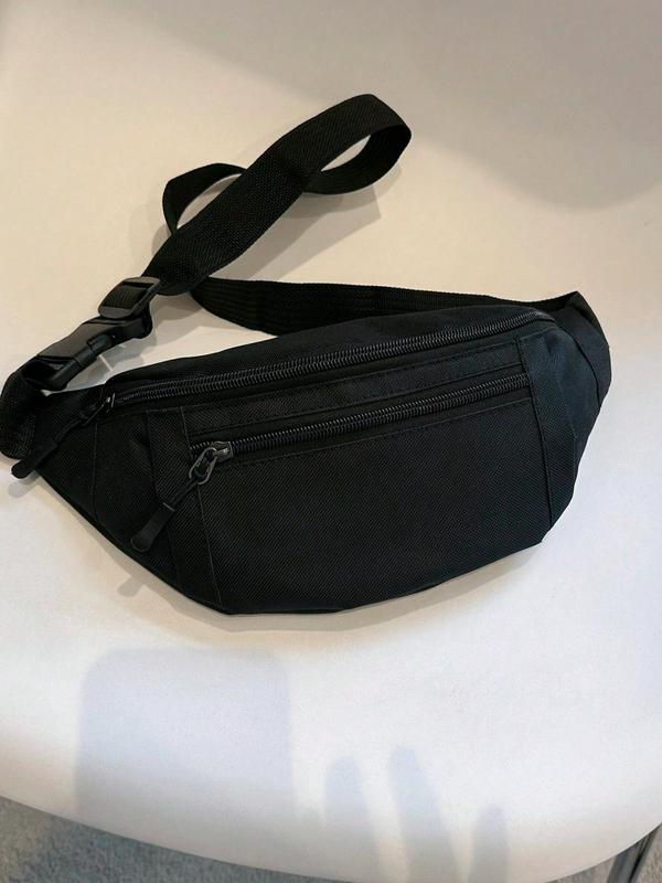 Men's Casual Solid Minimalist Release Buckle Detail Zipper Sling Bag, Simple Casual Multi-functional Chest Bag, Male Bum Bag for Daily Use