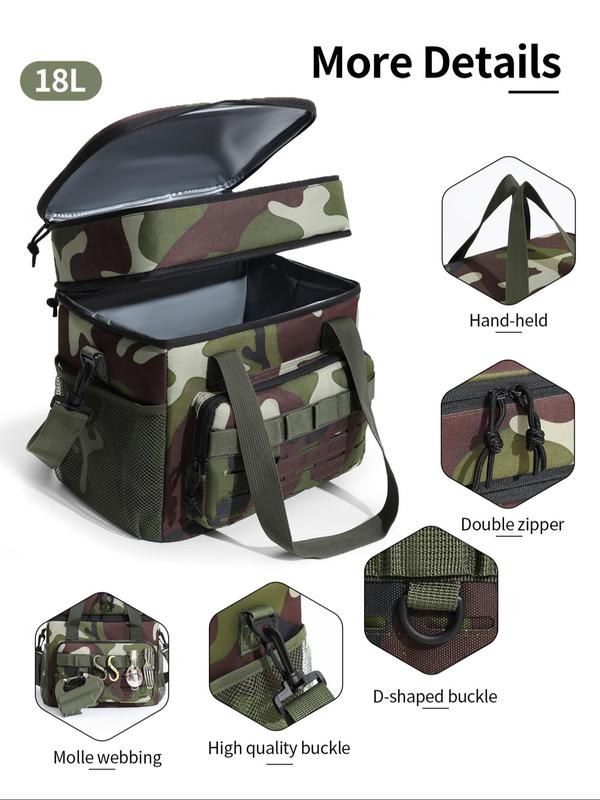 Camo Pattern Lunch Bag, Large Capacity Insulated Picnic Bag, Multi-functional Shoulder Bag, Outdoor Picnic Bag, Wear-resistant Dirty-proof Bag