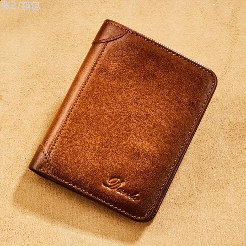 Genuine Leather RFID Blocking Wallets For Men Vintage Thin Short Multifunctional ID Credit Card Holder Money Bag Gifts For Men