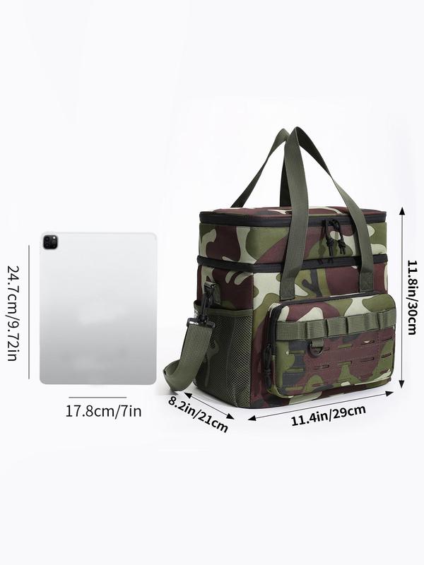 Camo Pattern Lunch Bag, Large Capacity Insulated Picnic Bag, Multi-functional Shoulder Bag, Outdoor Picnic Bag, Wear-resistant Dirty-proof Bag